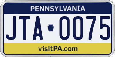 PA license plate JTA0075