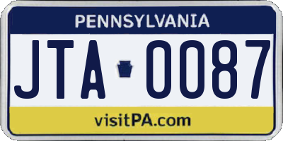PA license plate JTA0087