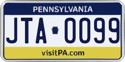 PA license plate JTA0099