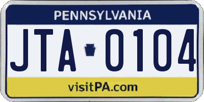 PA license plate JTA0104