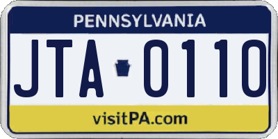 PA license plate JTA0110