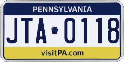PA license plate JTA0118
