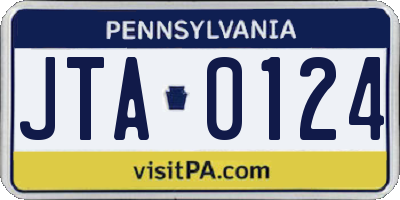 PA license plate JTA0124