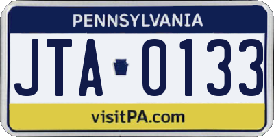 PA license plate JTA0133