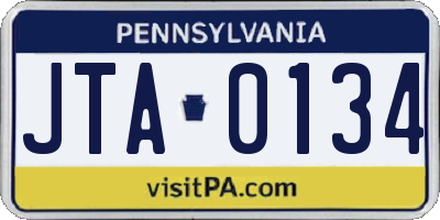 PA license plate JTA0134