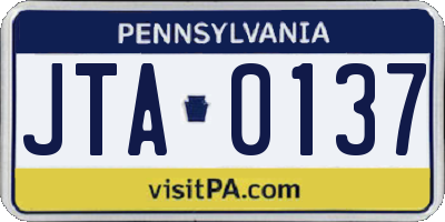 PA license plate JTA0137
