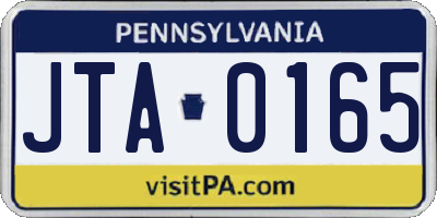 PA license plate JTA0165