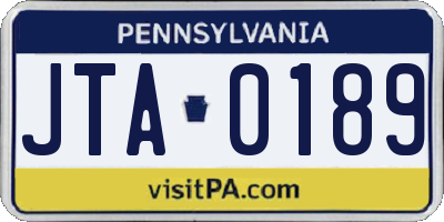PA license plate JTA0189