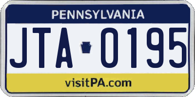 PA license plate JTA0195