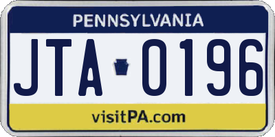 PA license plate JTA0196