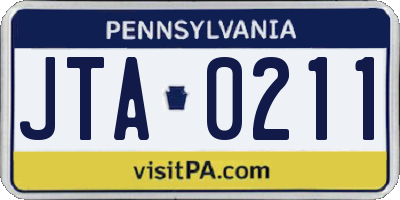 PA license plate JTA0211