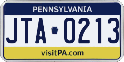 PA license plate JTA0213