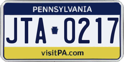 PA license plate JTA0217