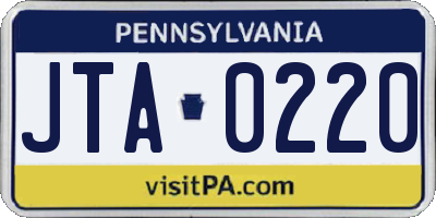PA license plate JTA0220