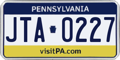PA license plate JTA0227