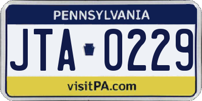 PA license plate JTA0229