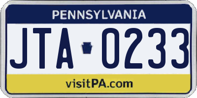 PA license plate JTA0233