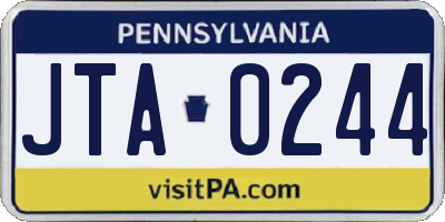 PA license plate JTA0244