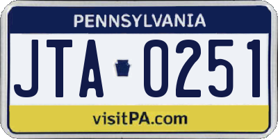 PA license plate JTA0251