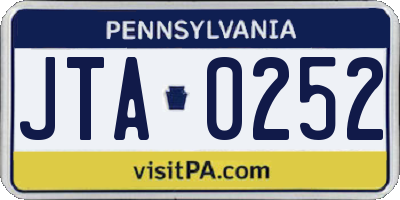 PA license plate JTA0252