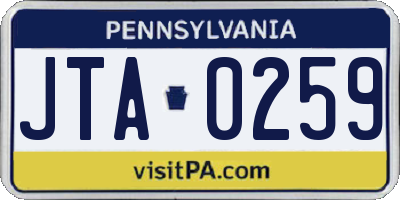 PA license plate JTA0259