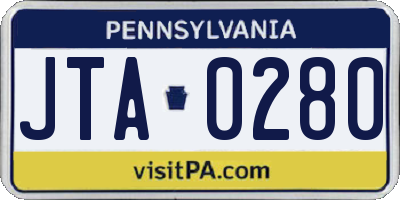 PA license plate JTA0280