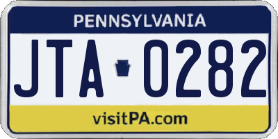 PA license plate JTA0282