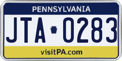 PA license plate JTA0283