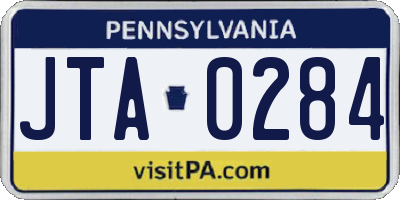 PA license plate JTA0284