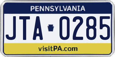 PA license plate JTA0285