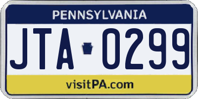 PA license plate JTA0299