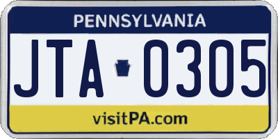 PA license plate JTA0305