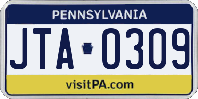 PA license plate JTA0309