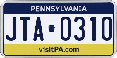 PA license plate JTA0310
