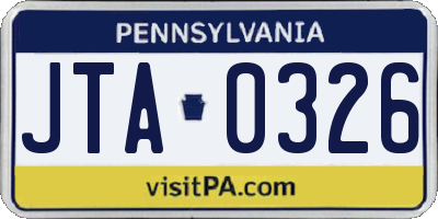 PA license plate JTA0326