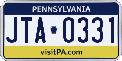 PA license plate JTA0331