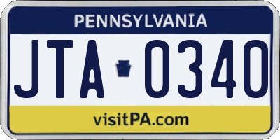 PA license plate JTA0340
