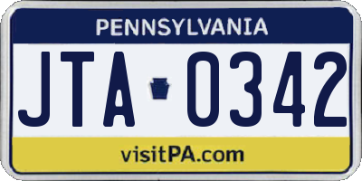 PA license plate JTA0342