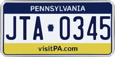 PA license plate JTA0345