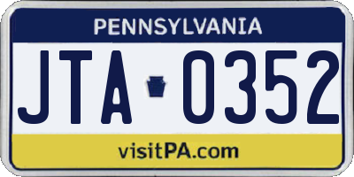 PA license plate JTA0352