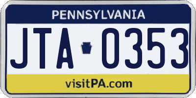 PA license plate JTA0353