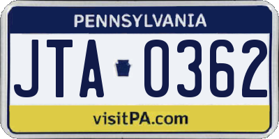 PA license plate JTA0362