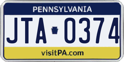 PA license plate JTA0374