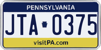 PA license plate JTA0375