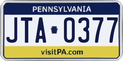 PA license plate JTA0377