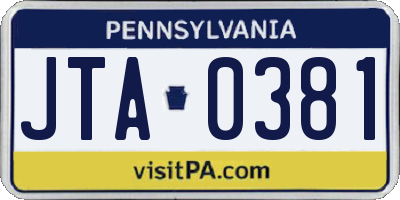 PA license plate JTA0381