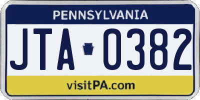 PA license plate JTA0382