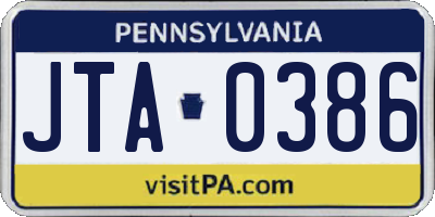PA license plate JTA0386