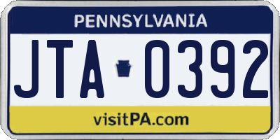 PA license plate JTA0392