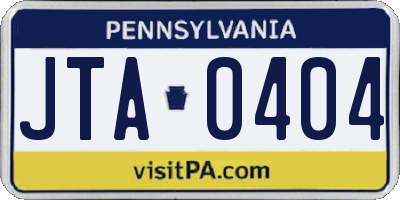 PA license plate JTA0404